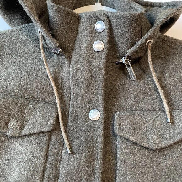 Liz‎ Claiborne Wool Coat with Detachable Hood Dark Olive Women's Medium - Picture 6 of 9